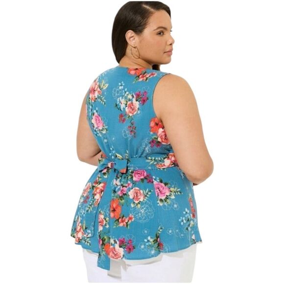 TORRID RAYON SLUB Button -Up With Waist Detail Floral Tank Top. Plus Size 2X - Picture 4 of 8